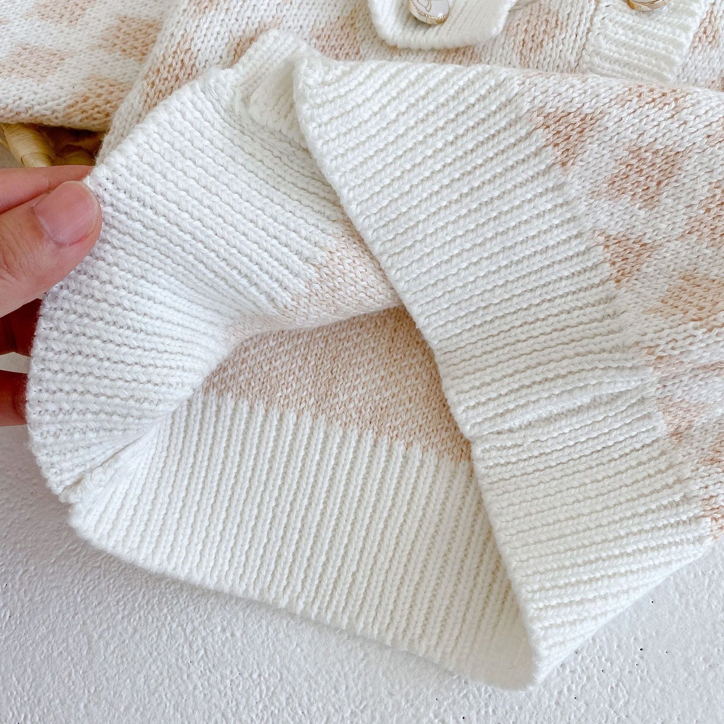 Baby Girl Plaid Graphic Onesies & Cardigan Knitted Sets