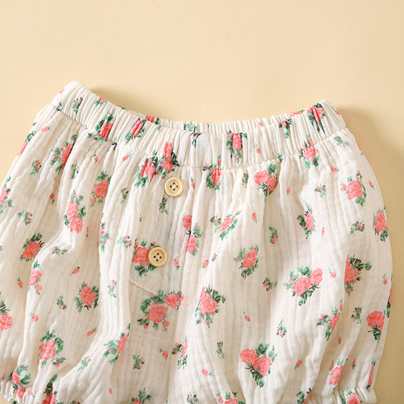 Baby Boys And Girls Cute Print Pattern Short Pants With Buttons