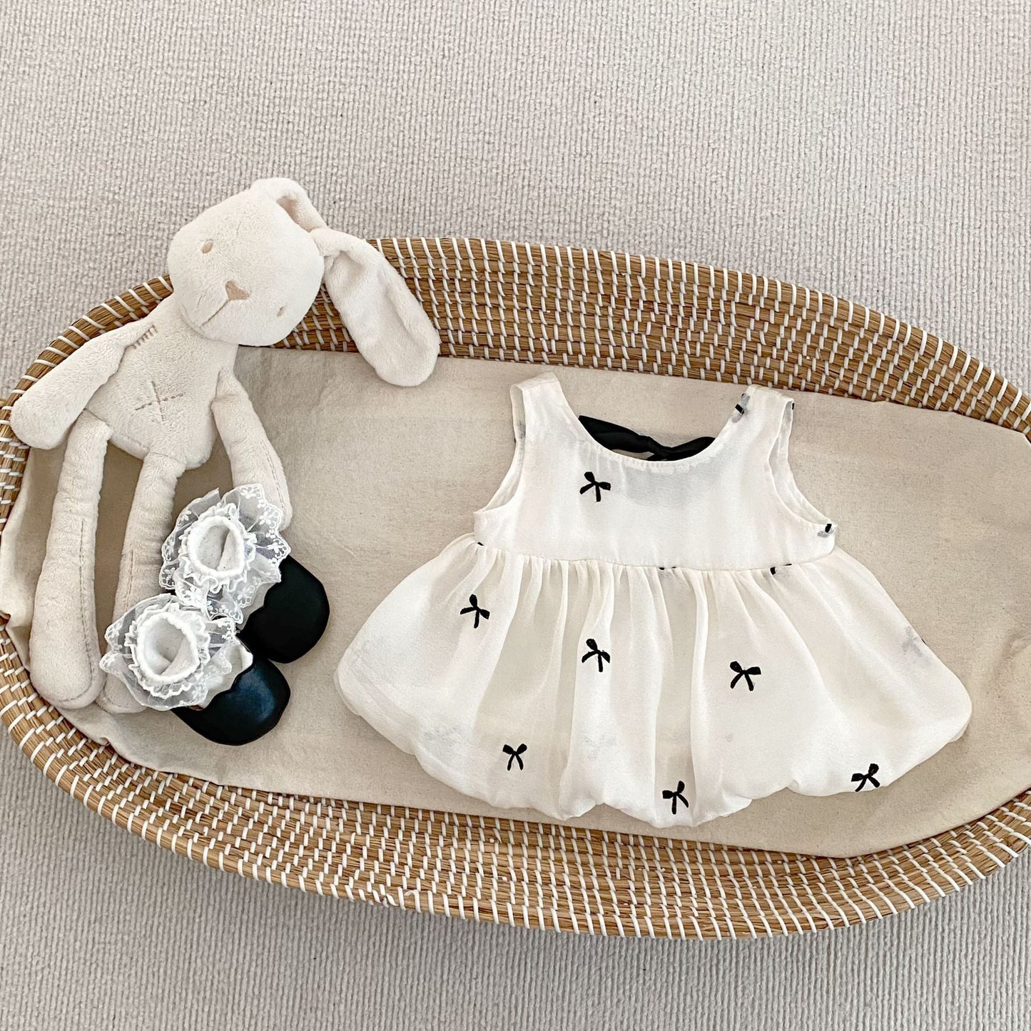 Summer Baby Kids Girls Butterfly-bows Pattern Sleeveless Top and Plain Shorts Clothing Set