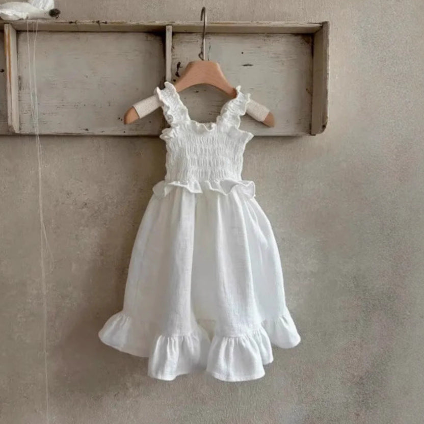 Summer Hot Selling Baby Kids Girls Sleeveless Pleated Design Princess Dress
