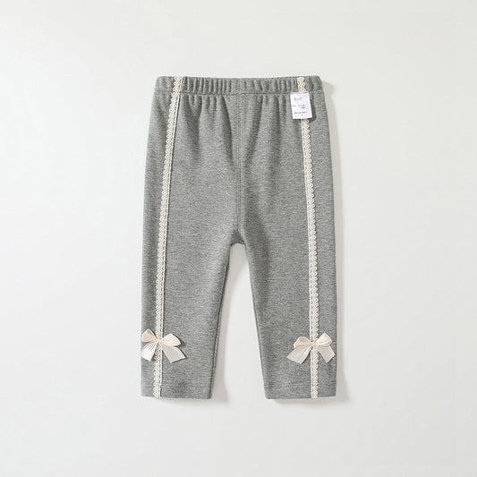 Autumn and Spring Arrival Casual Cute Girls Versatile Butterfly-Bows Attached Pants