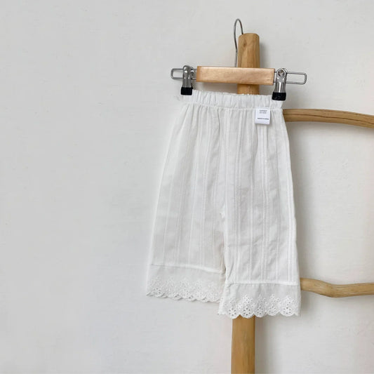 Summer Arrival Kids Girls Lace Decorated Plaid Pants