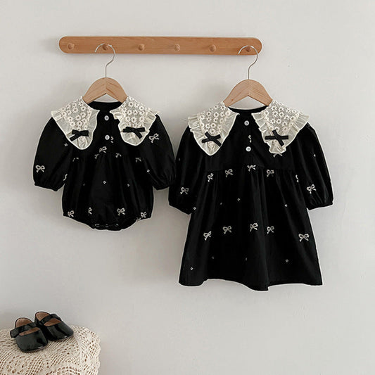 Autumn Mesh Patched Design Long Sleeve Dress