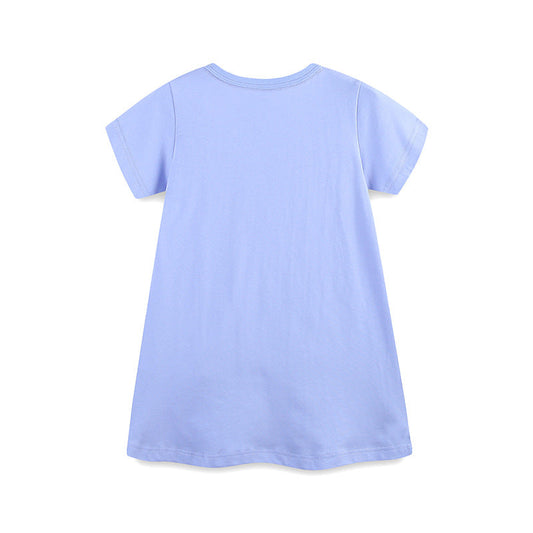 Summer Arrival Rabbit and Strawberry Cartoon Pattern Short Sleeves Dress for Stylish Girls