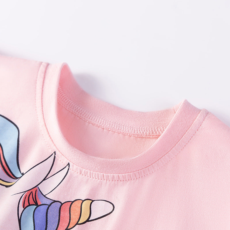 Summer Arrival Animals Cartoon Pattern Fly Sleeves Dress for Stylish Girls