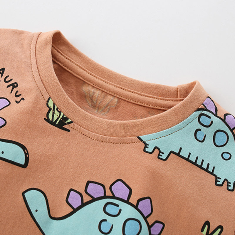 Summer Baby Kids Boys Dinosaur Cartoon Pattern T-Shirt And Shorts Clothing Set