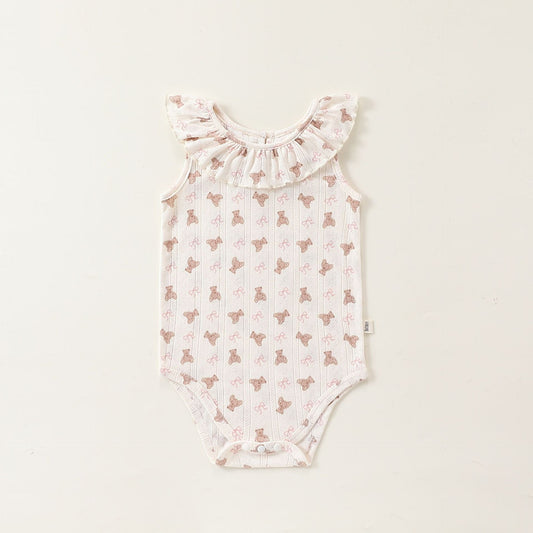 Summer Arrival Baby Girls Sleeveless Animals and Flowers Pattern Onesies, Bloomers