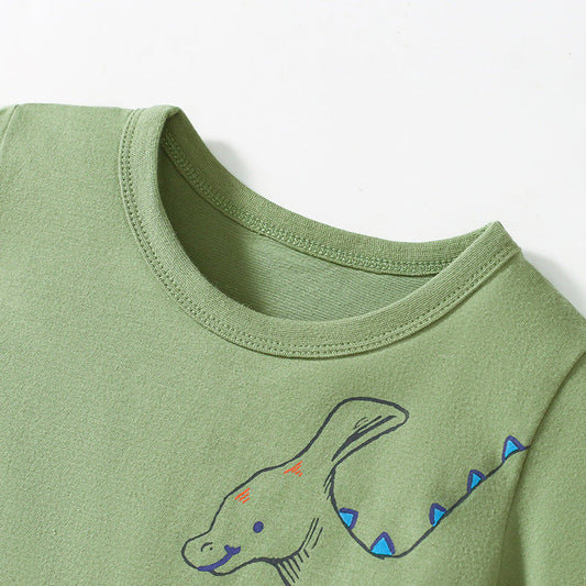 Summer Baby Kids Dinosaurs Cartoon Pattern T-shirt and Shorts Clothing Set for Boys