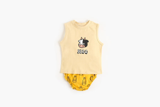 Baby Boy And Girl Animal Print Sleeveless T-Shirt Combo Shorts Sets