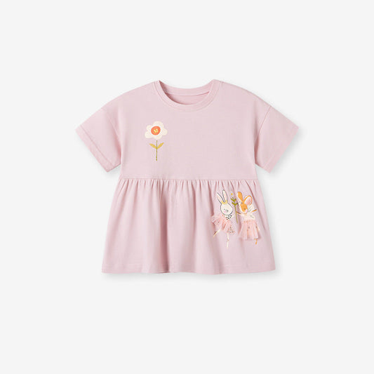 Summer Baby Kids Flowers Pattern Dress and Pants Clothing Set for Girls