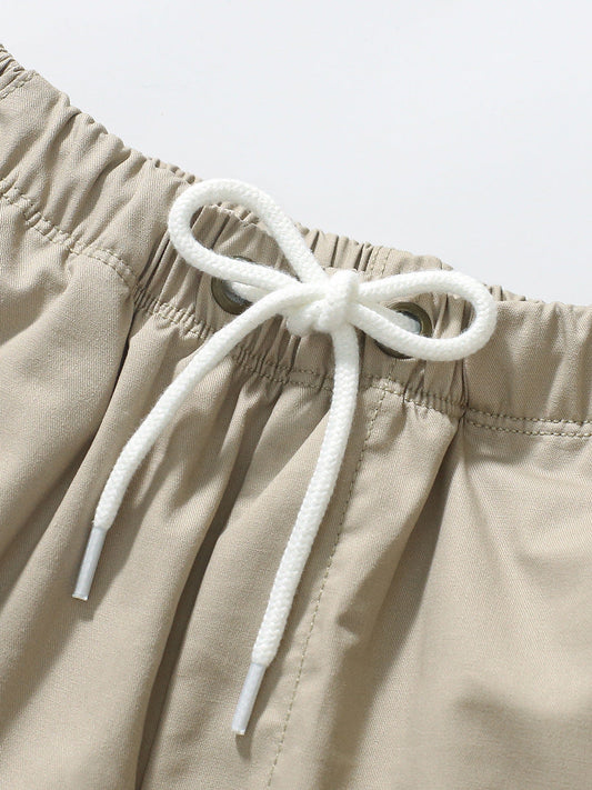 Boys Solid Soft Cotton Casual Style Shorts With Cartoon Logo