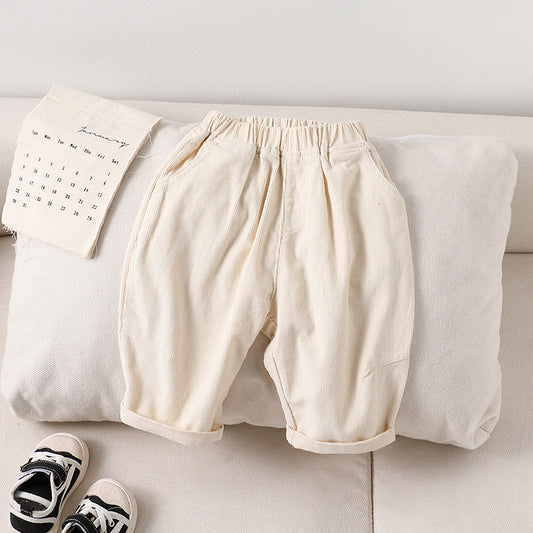 Autumn Arrival Kids Unisex Soft Comfortable Corduroy Long Solid Color Pants