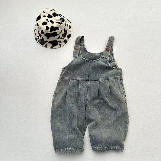 Unisex Spring Autumn Solid Overall Cowboy