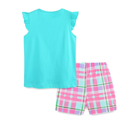 Summer Baby Kids Cute Strawberry Pattern Vest and Plaid Shorts Clothing Set for Girls