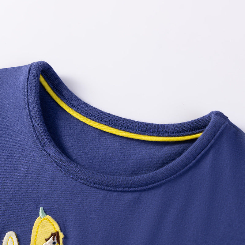 Summer Pure Cotton Dancers Cartoon Pattern Short Sleeves Dress for Stylish Girls