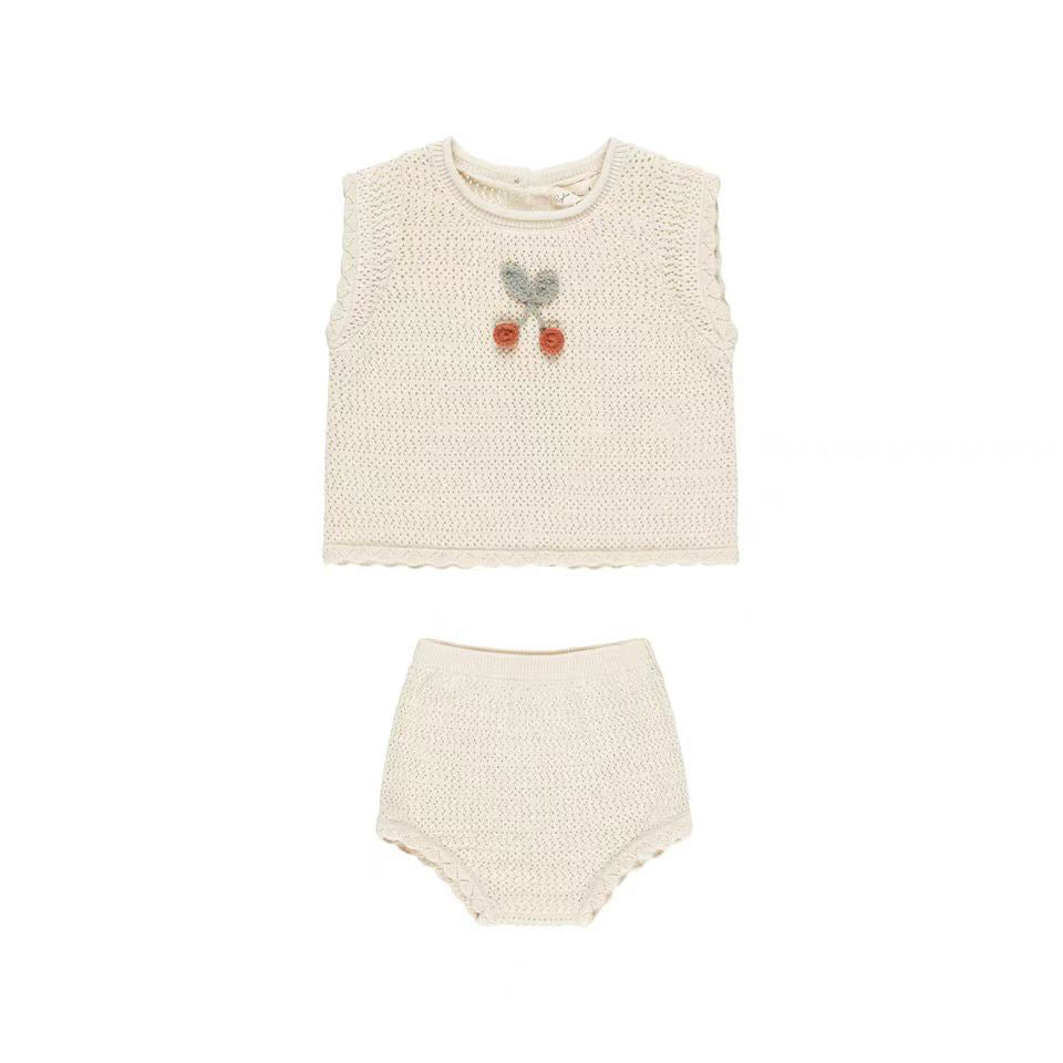Summer Arrival Baby Unisex Sleeveless Knitted Top Vest and Bloomers Clothing Sets