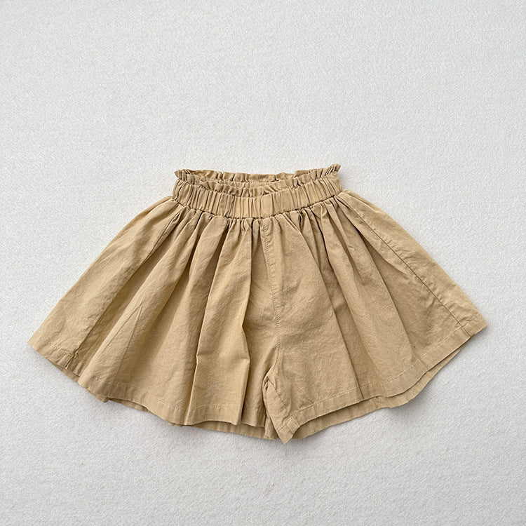 Summer Hot Selling Kids Girls Ruffle Pleated Solid Color Casual Skirt