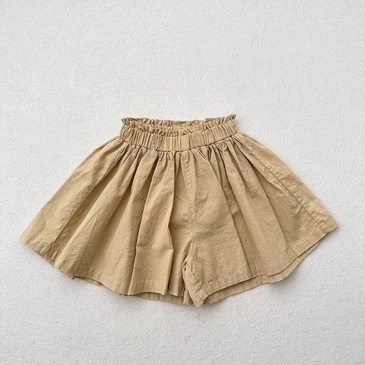 Summer Hot Selling Kids Girls Ruffle Pleated Solid Color Casual Skirt