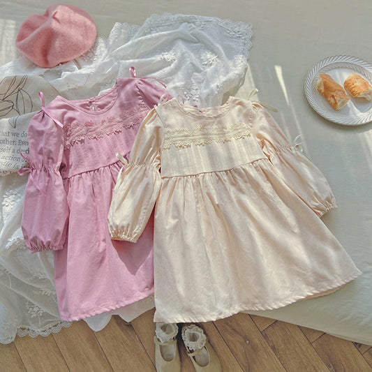 Solid Color Princess Mesh Patched Design Dress