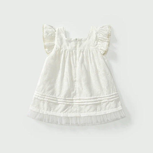 Summer Baby Kids Girls Fly Sleeves Solid Color Dress
