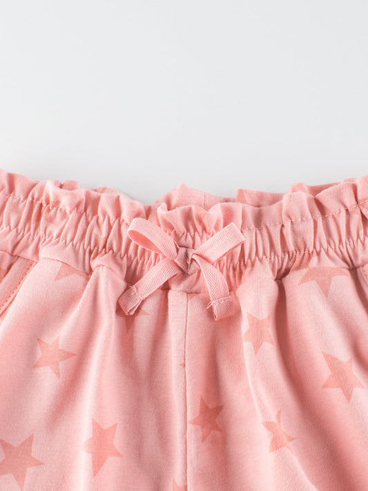 Girls Pink Soft Casual Style Stars Print Shorts