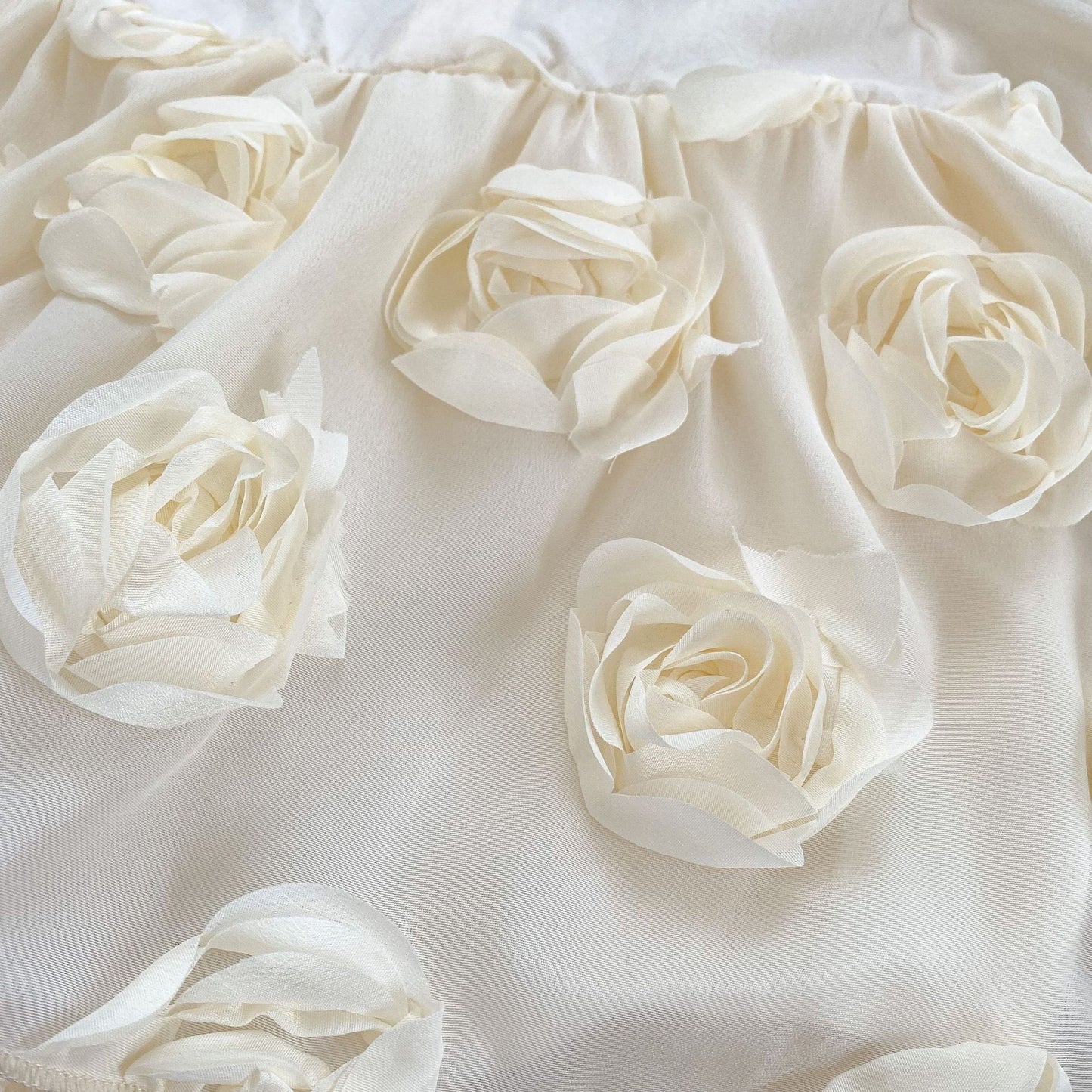 Autumn Arrival Baby Girls Long Sleeves Solid Color 3D Tulle Flowers Attached Bodysuits Dress