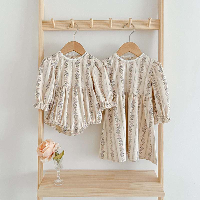 Autumn Floral Pattern Long Sleeve Onesies & Dress