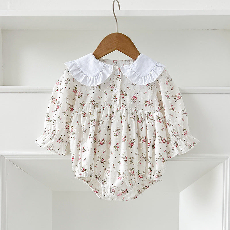 Spring Baby Girls French-style Floral Long-sleeved Onesies and Dress โ Princess Sister Matching Set