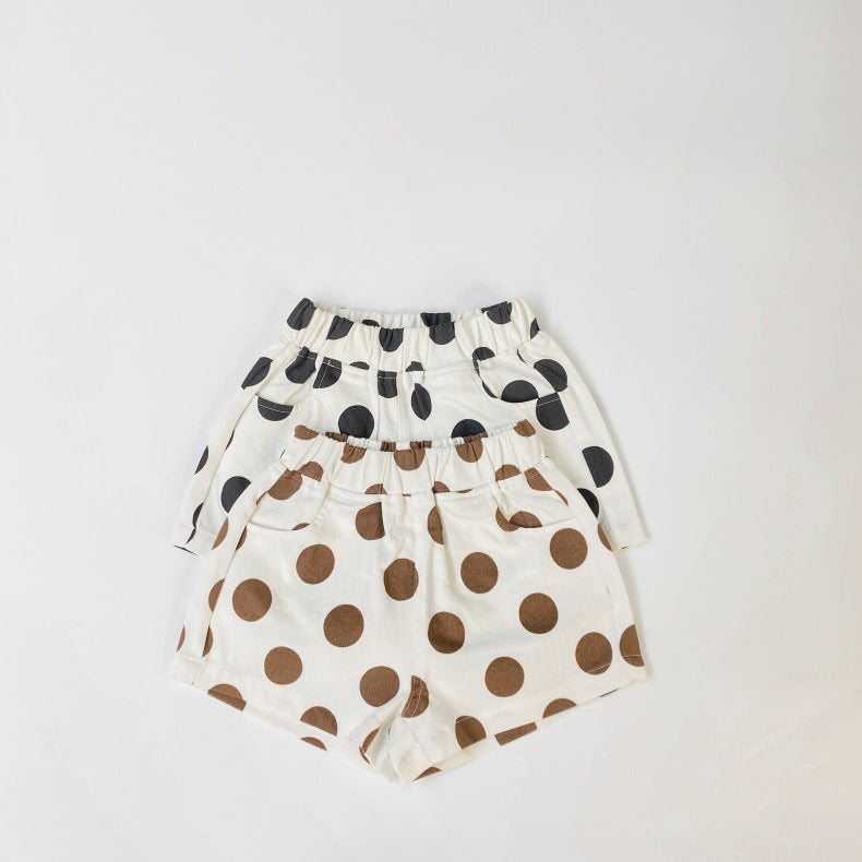 Baby Girl Polka Dot Pattern Basic Shorts With Pockets In Summer