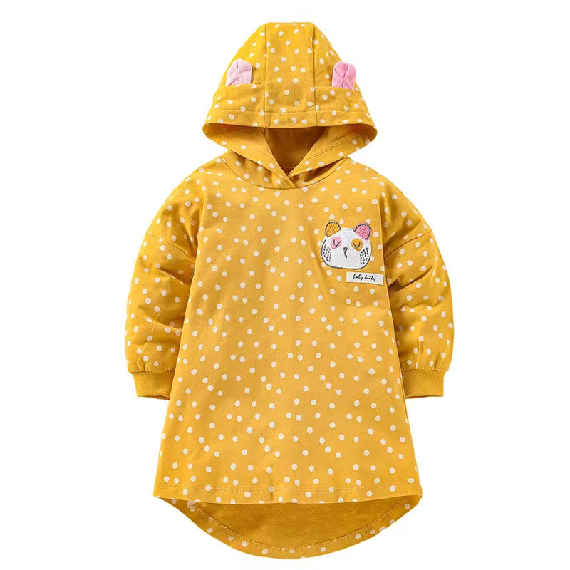 Baby Girl Car Patched & Dot Graphic Long Hoodie Combo Leggings Sets