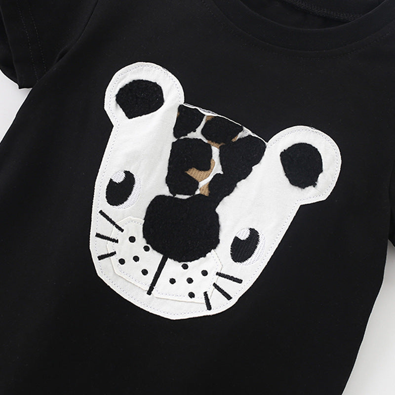 Summer Baby Kids Casual Animals Cartoon Pattern T-shirt and Shorts Clothing Set for Boys