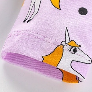 Baby Girl Unicorn Pattern Long Sleeves Style Dress In Autumn Wearing Outfits