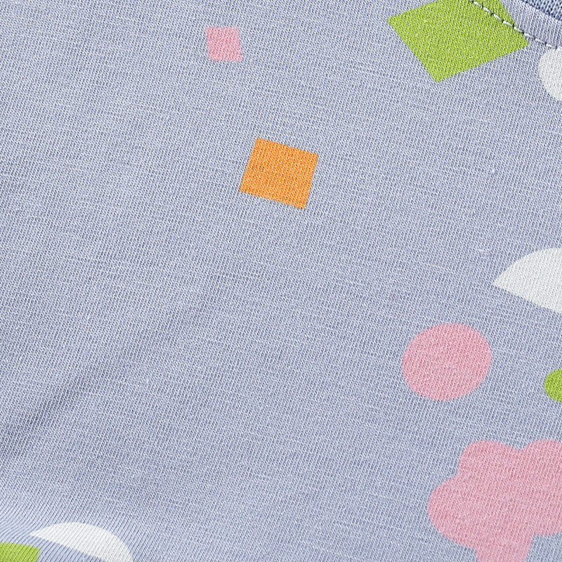 Summer Arrival Colorful Geometric Pattern Short Sleeves Cute Dress for Stylish Girls