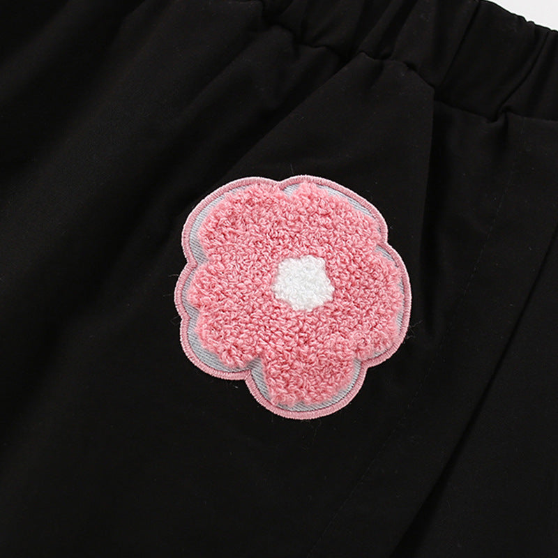 Summer Baby Kids Flowers and Letters Pattern T-shirt and Skirt Clothing Set for Girls