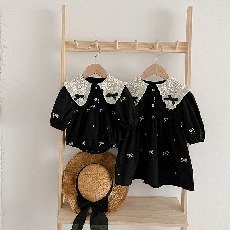 Autumn Mesh Patched Design Long Sleeve Dress
