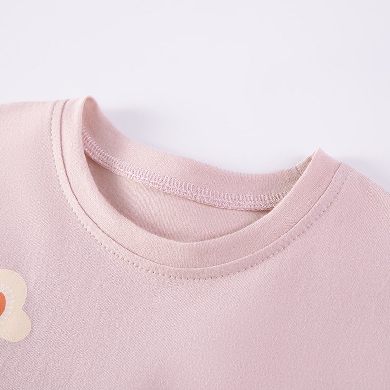 Summer Baby Kids Flowers Pattern Dress and Pants Clothing Set for Girls