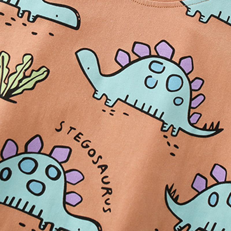 Summer Baby Kids Boys Dinosaur Cartoon Pattern T-Shirt And Shorts Clothing Set