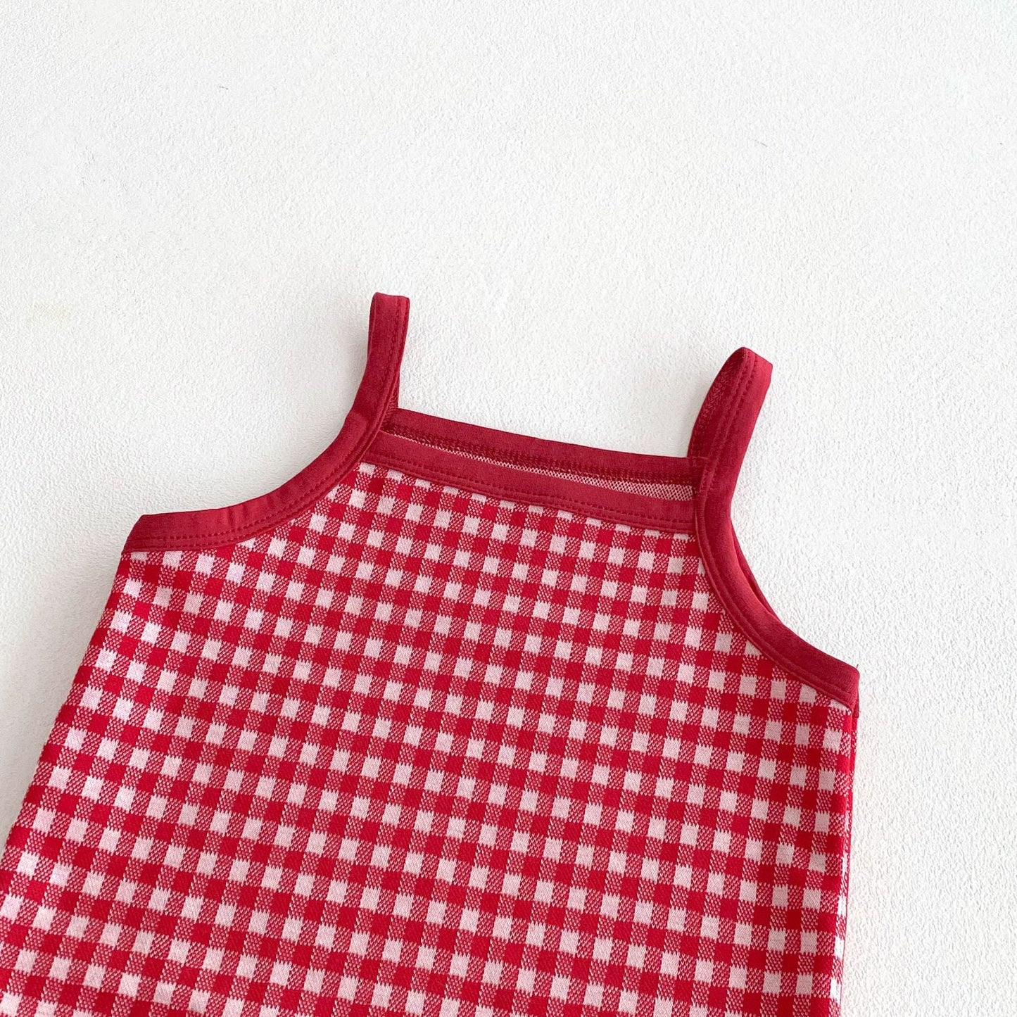 Summer Hot Selling Baby Girls Sleeveless Plaid Pattern Top Vest and Bloomers Clothing Set