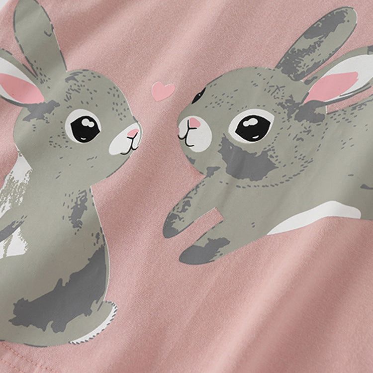 Baby Kids Girls Cartoon Short Sleeves Top And Pants Casual Clothing Set