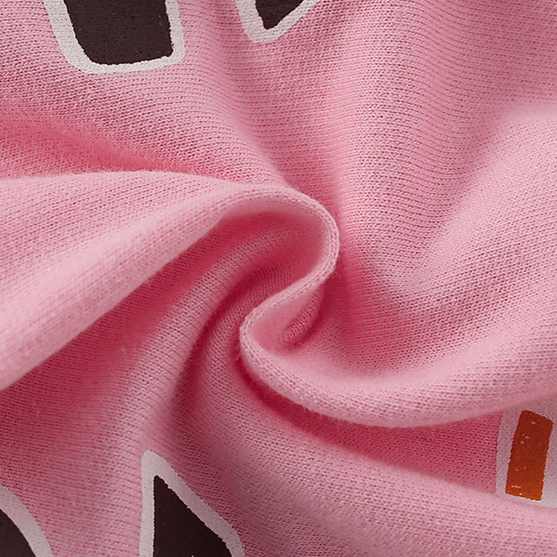 Summer Baby Kids Cartoon Coconut Palm Pattern T-shirt and Pink Shorts Clothing Set for Girls