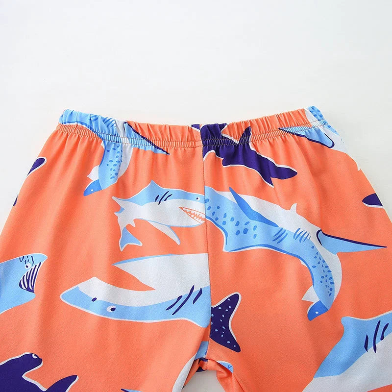 Summer Baby Kids Cartoon Whales Pattern T-shirt and Shorts Casual Clothing Set for Boys