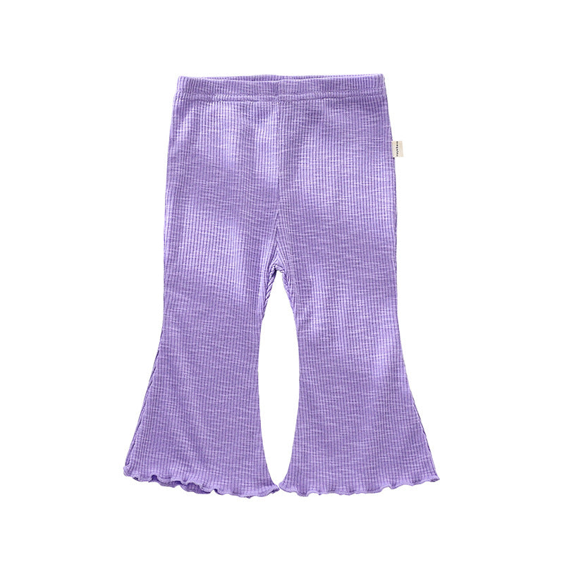 Baby Girl Solid Color Autumn Bell-Bottomed Pants