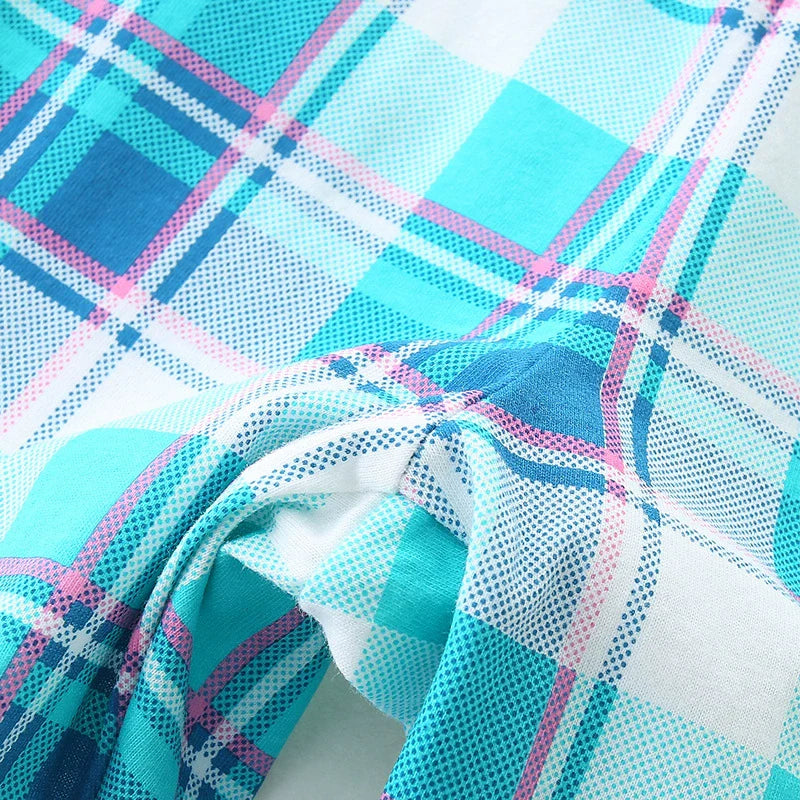 Summer Baby Kids Cartoon Marine Animals Pattern T-shirt and Plaid Shorts Casual Clothing Set for Boys