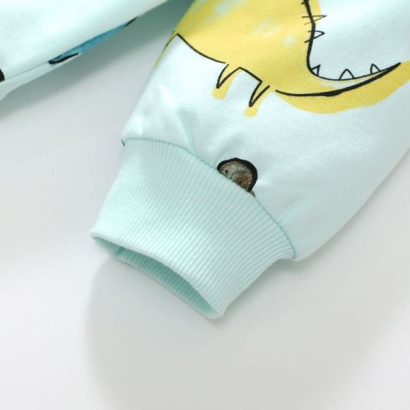 Baby Boy All Over Dinosaur Pattern Hoodie And Shorts Sets