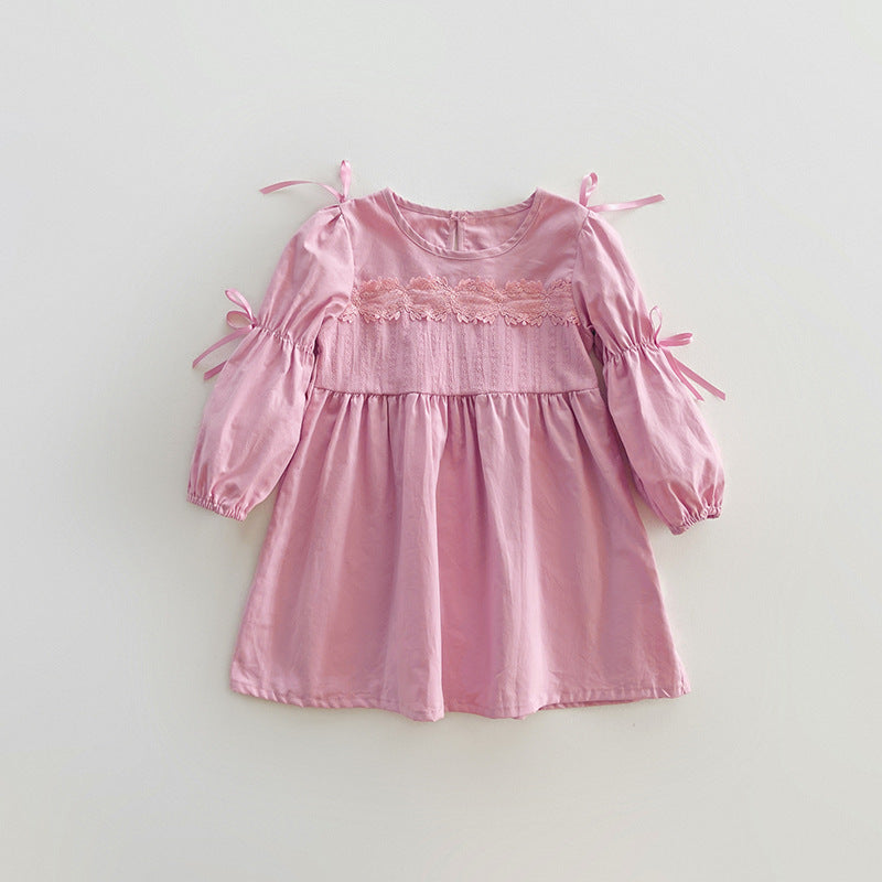 Solid Color Princess Mesh Patched Design Dress