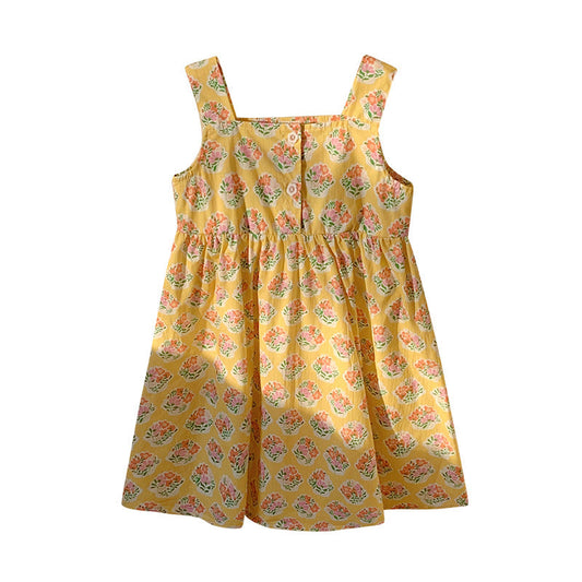 Summer Arrival Flowers Pattern Sleeveless Strap Dress for Stylish Girls