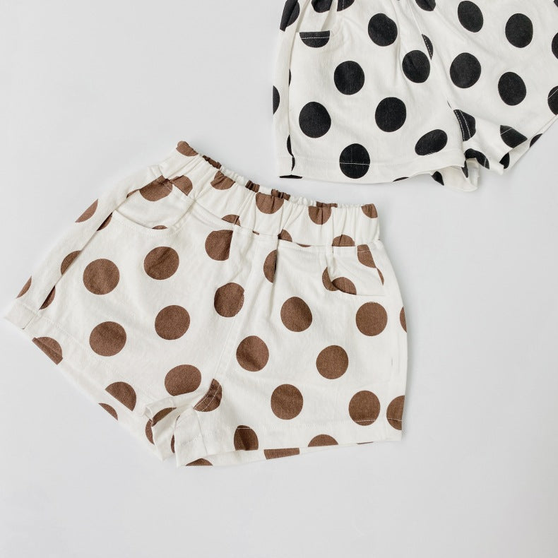 Baby Girl Polka Dot Pattern Basic Shorts With Pockets In Summer