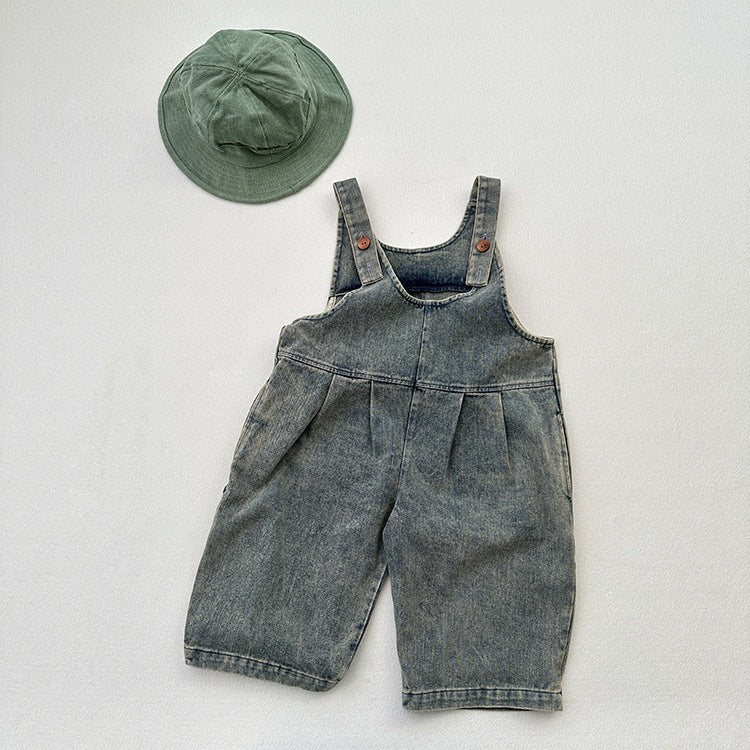 Unisex Spring Autumn Solid Overall Cowboy