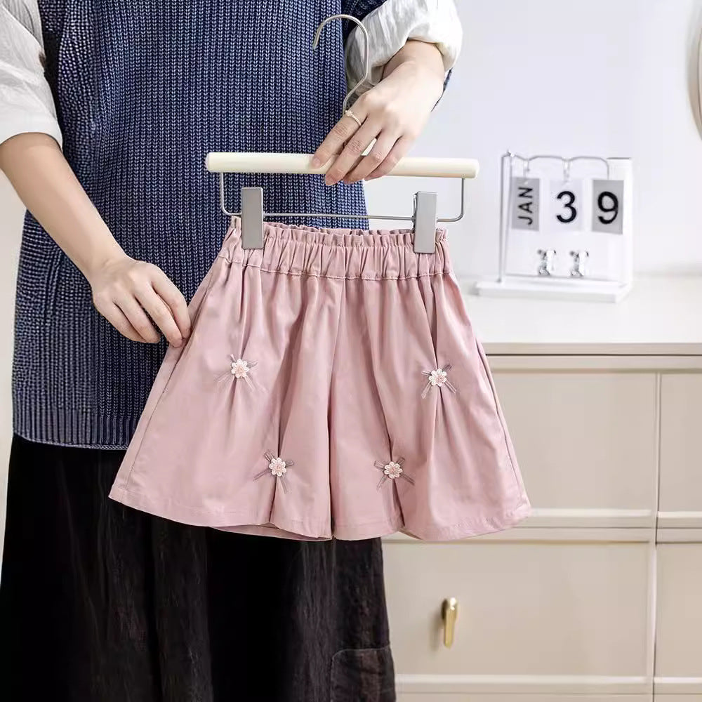 Summer Baby Kids Girls Floral Bows Sweet Simple Pleated Skirt