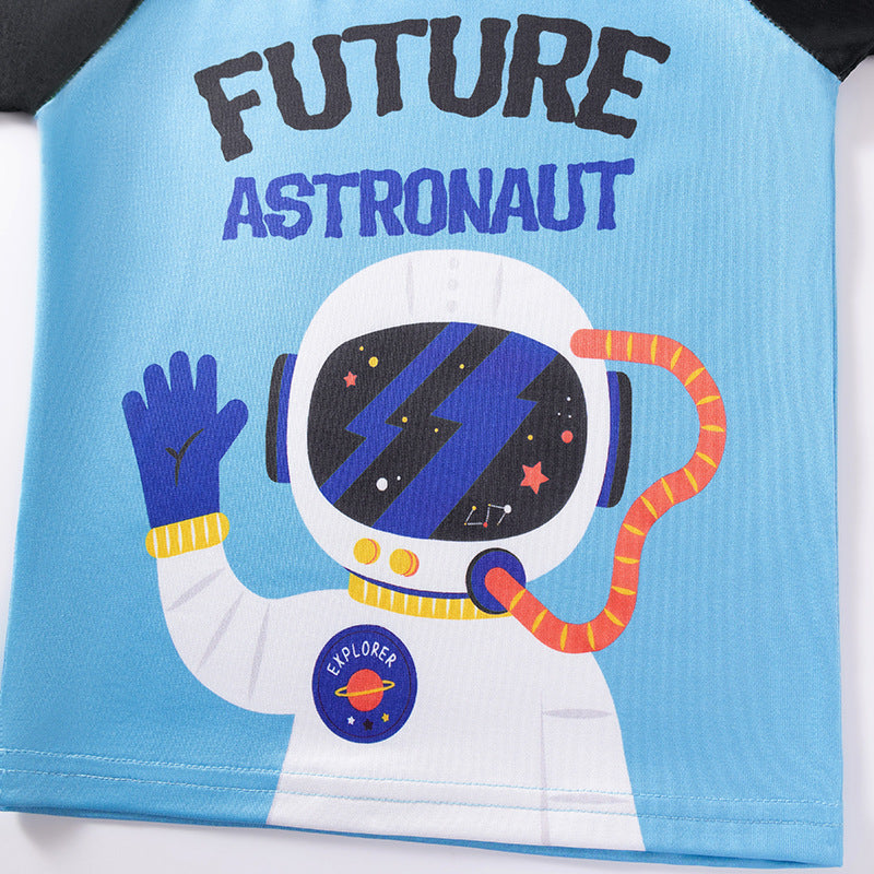 MyKids-USA Spring and Autumn Baby Boys Astronaut Cartoon Pattern Long Sleeves Casual Pajama Set